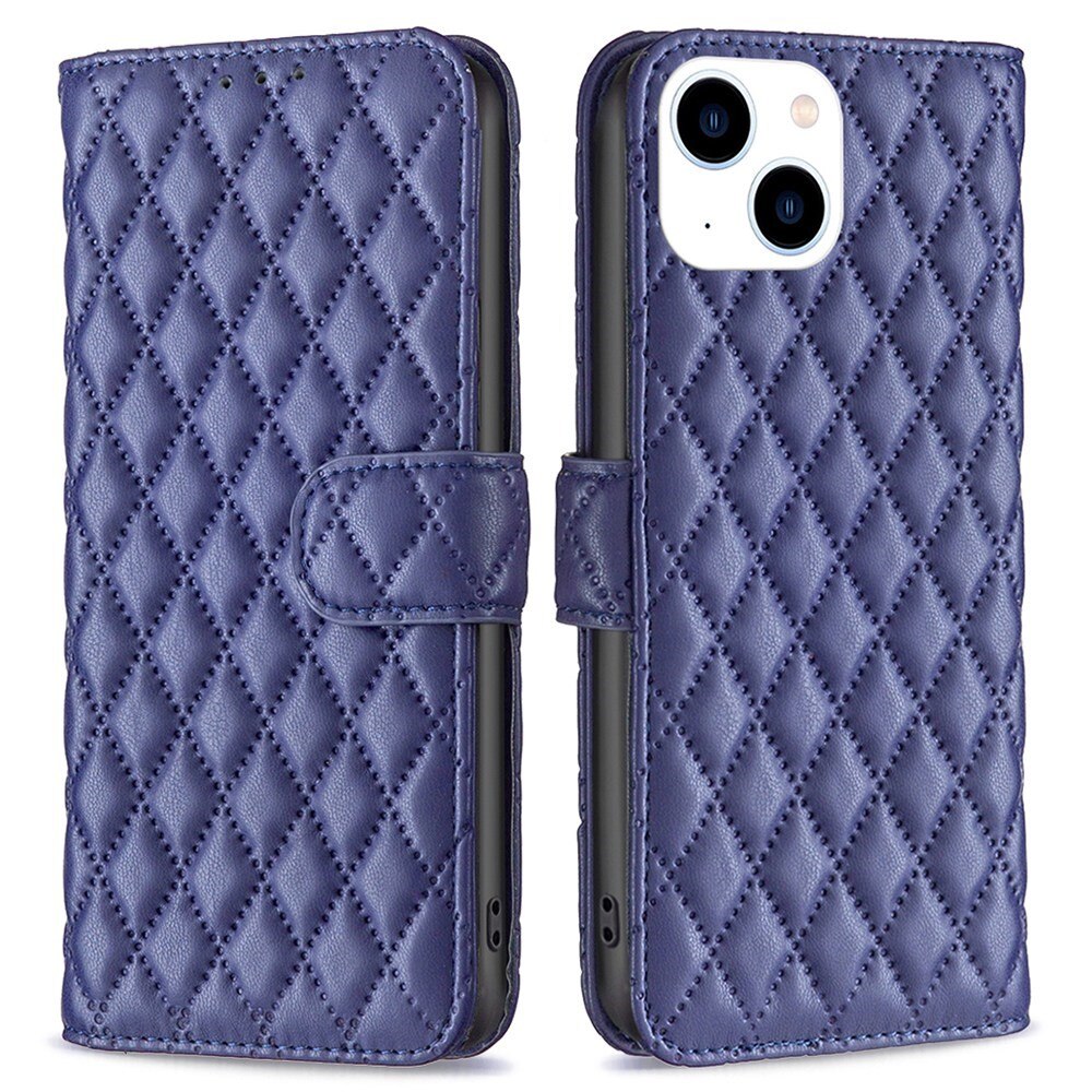 Custodia a portafoglio trapuntate iPhone 14 Blu