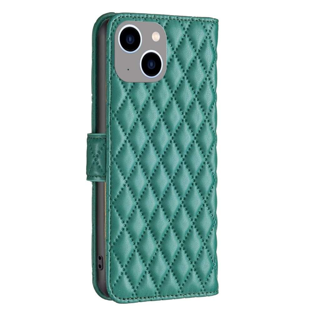 Custodia a portafoglio trapuntate iPhone 14 Plus Verde