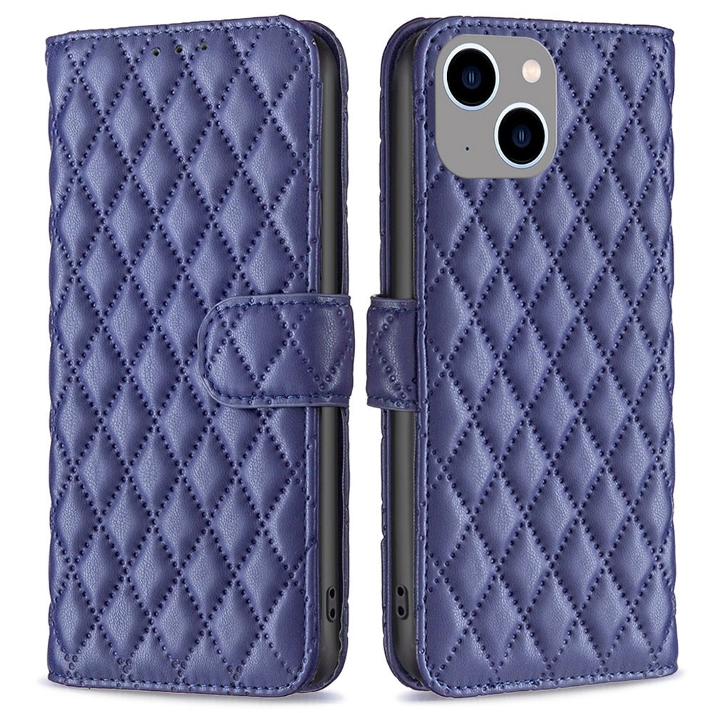 Custodia a portafoglio trapuntate iPhone 14 Plus Blu