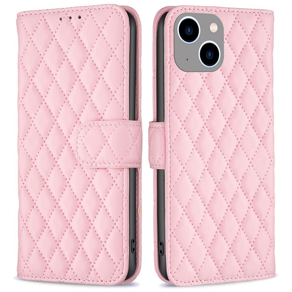 Custodia a portafoglio trapuntate iPhone 14 Plus Rosa