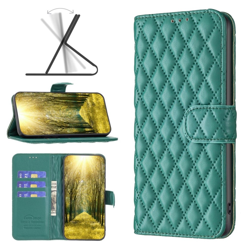 Custodia a portafoglio trapuntate iPhone 14 Pro Verde