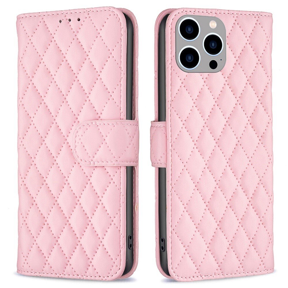 Custodia a portafoglio trapuntate iPhone 14 Pro Max Rosa