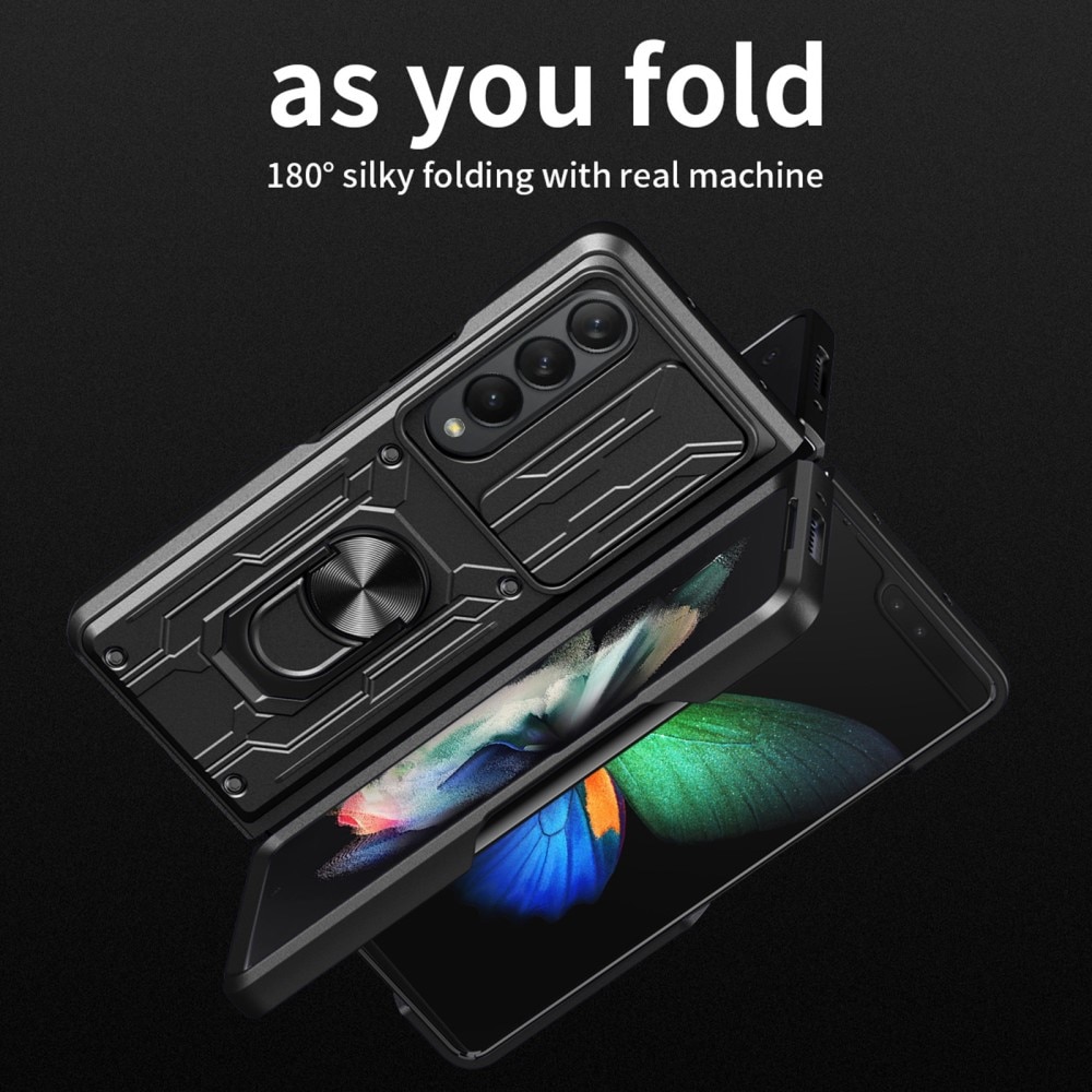 Cover ibride con anello e protezione fotocamera Samsung Galaxy Z Fold 4 Nero