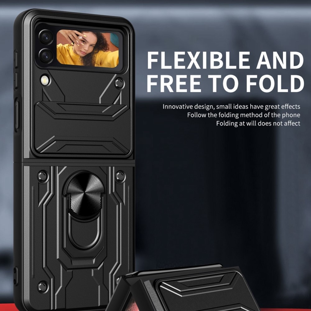 Cover ibride con anello e protezione fotocamera Samsung Galaxy Z Flip 4 Nero