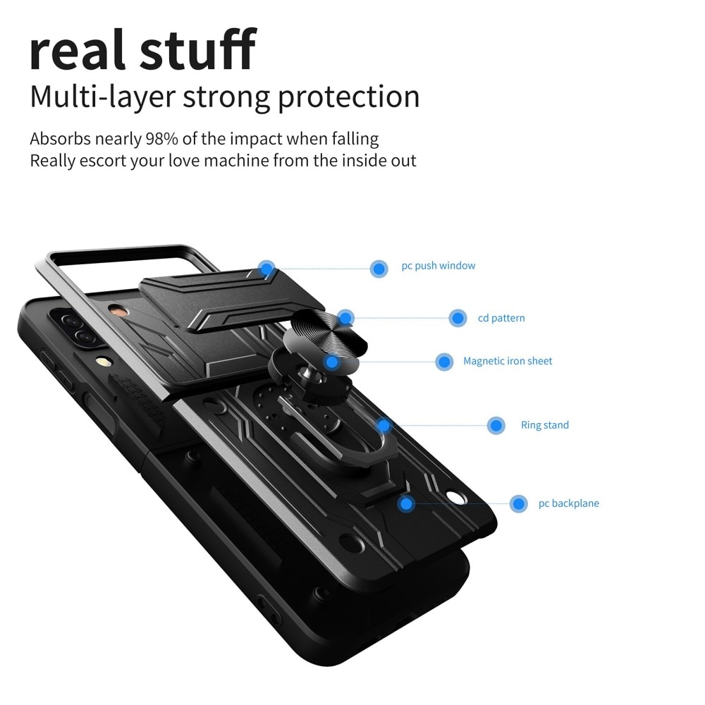 Cover ibride con anello e protezione fotocamera Samsung Galaxy Z Flip 4 Nero