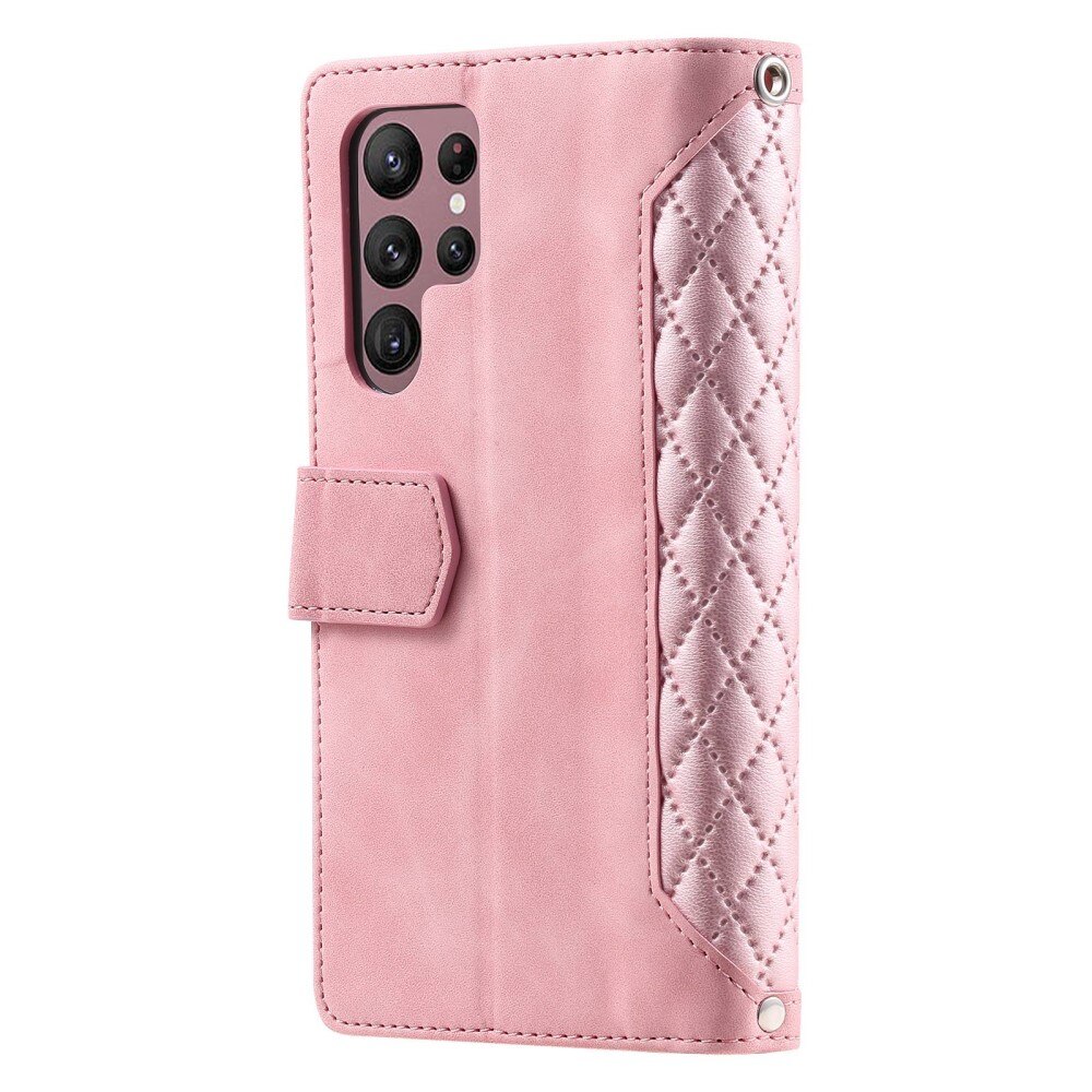 Borsa a portafoglio trapuntata Samsung Galaxy S22 Ultra Rosa