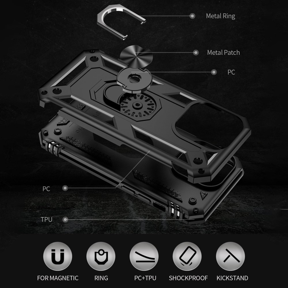 Cover ibride con anello iPhone 14 Pro Max Nero