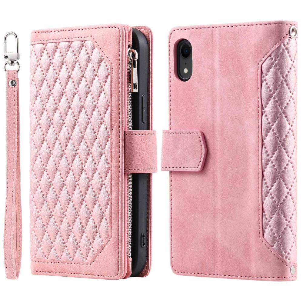 Borsa a portafoglio trapuntata iPhone XR Rosa