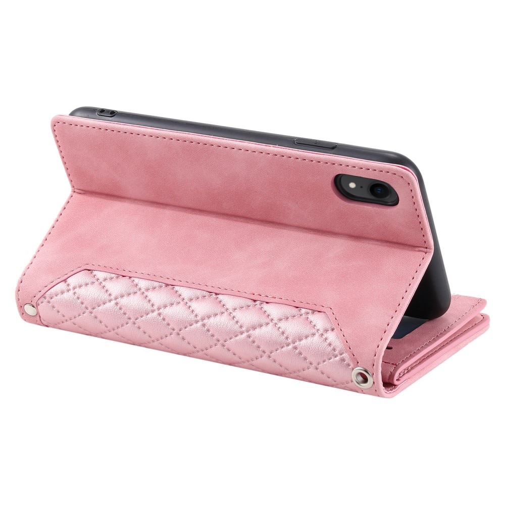 Borsa a portafoglio trapuntata iPhone XR Rosa