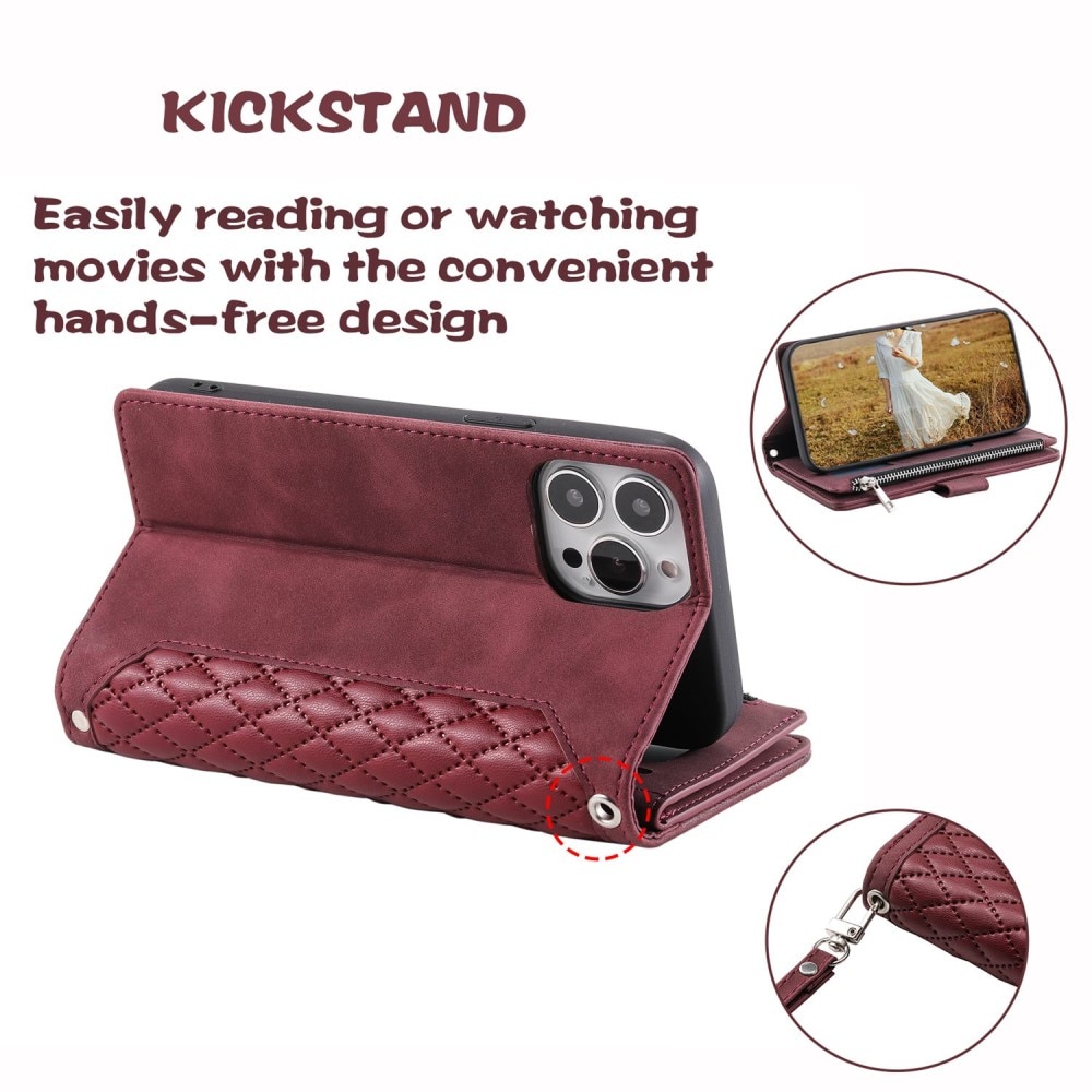 Borsa a portafoglio trapuntata Apple iPhone 14 Pro Rosso