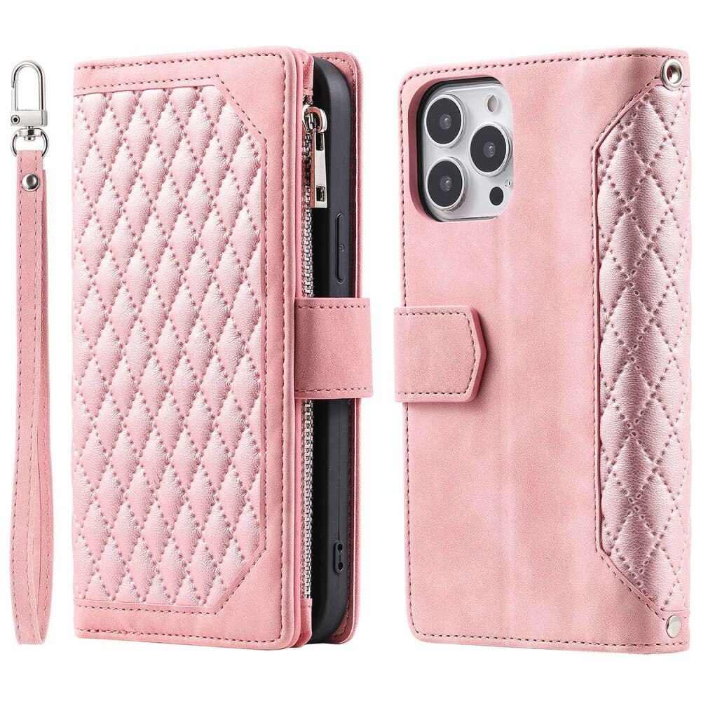 Borsa a portafoglio trapuntata iPhone 14 Pro Rosa