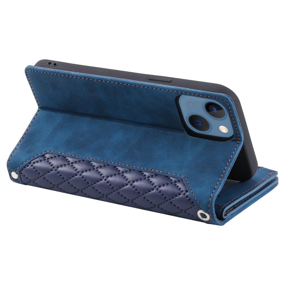 Borsa a portafoglio trapuntata iPhone 14 Plus Blu