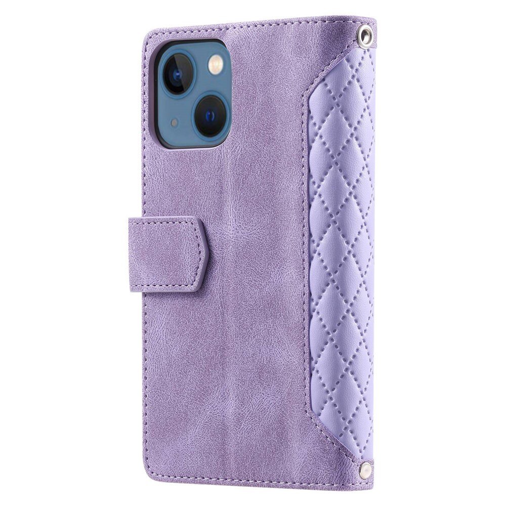 Borsa a portafoglio trapuntata iPhone 14 Plus Viola