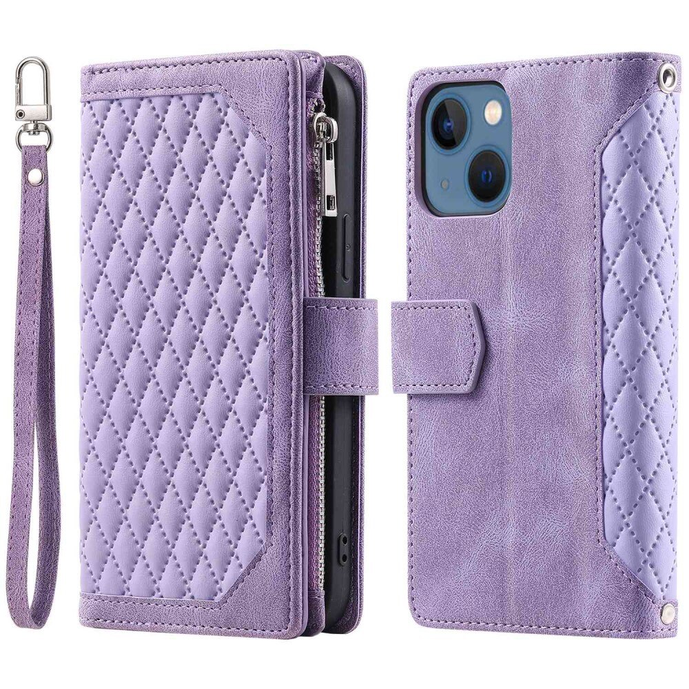 Borsa a portafoglio trapuntata iPhone 14 Plus Viola