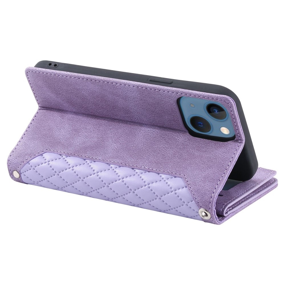 Borsa a portafoglio trapuntata iPhone 14 Plus Viola