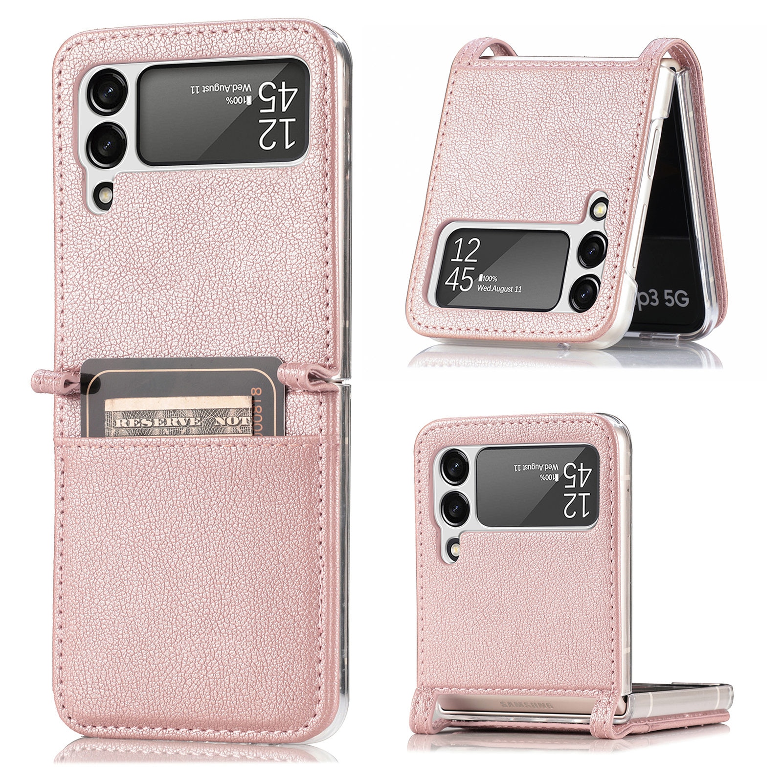 Cover portafoglio Slim Card Wallet Samsung Galaxy Z Flip 4 Rosa