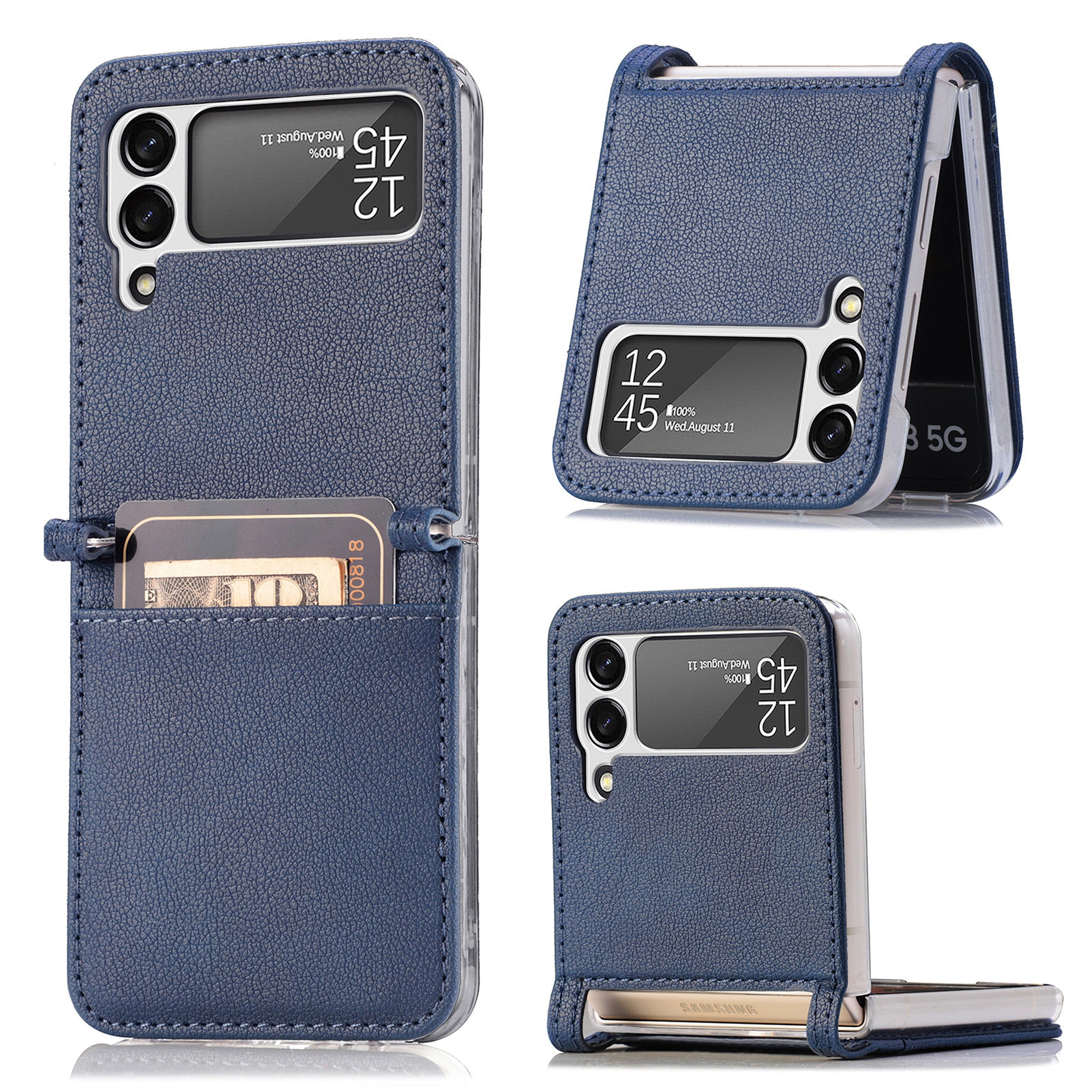 Cover portafoglio Slim Card Wallet Samsung Galaxy Z Flip 4 Blu