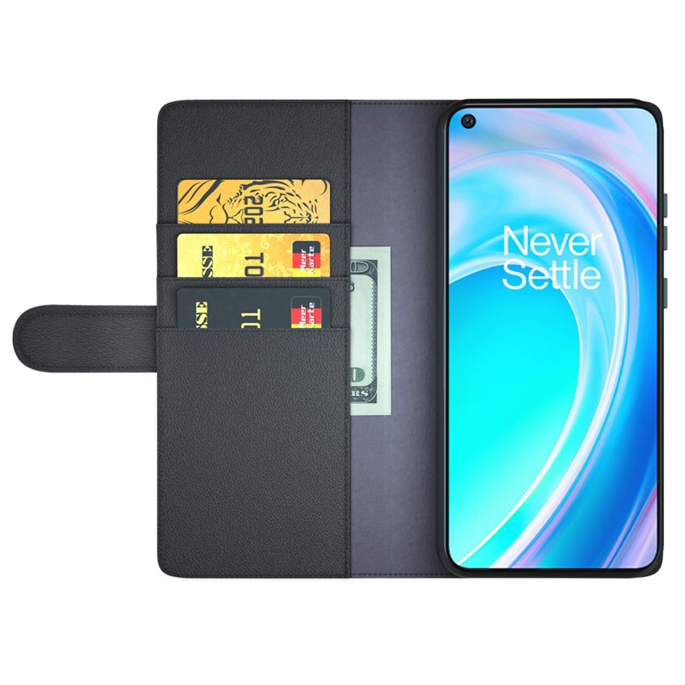 Custodia a portafoglio in vera pelle OnePlus Nord CE 2 Lite 5G, nero