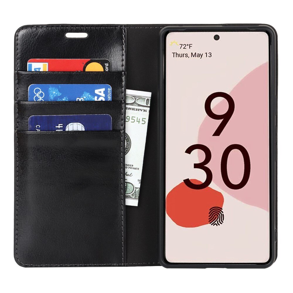 Cover Portafoglio in vera pelle Google Pixel 7 Nero