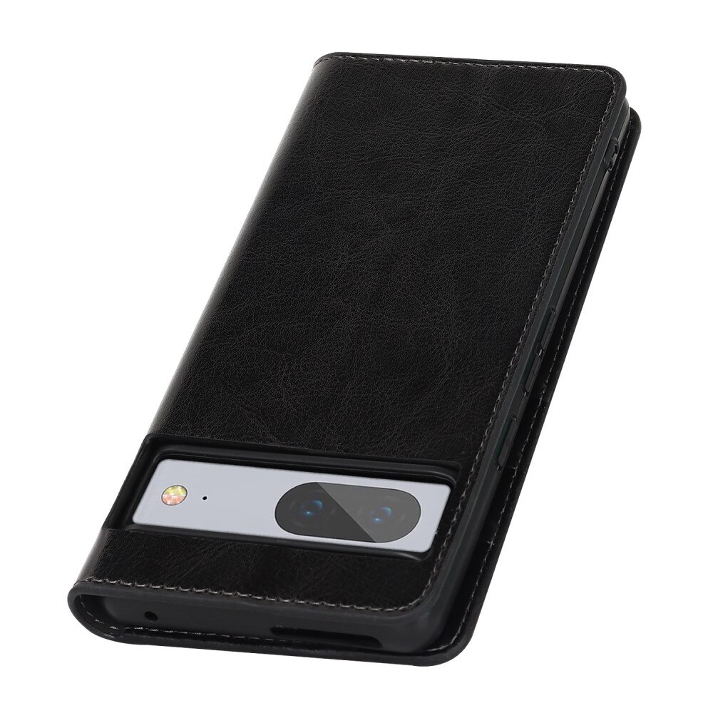 Cover Portafoglio in vera pelle Google Pixel 7 Nero