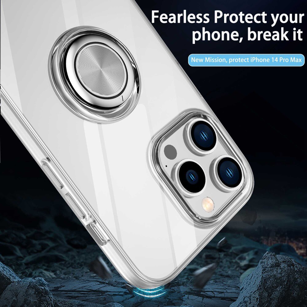 Cover TPU Finger Ring Kickstand iPhone 14 Pro Trasparente