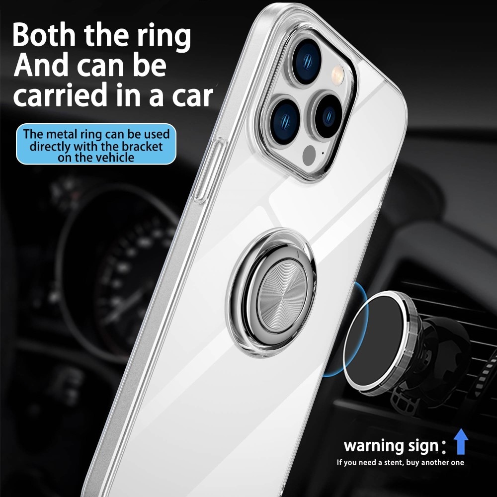 Cover TPU Finger Ring Kickstand iPhone 14 Pro Trasparente