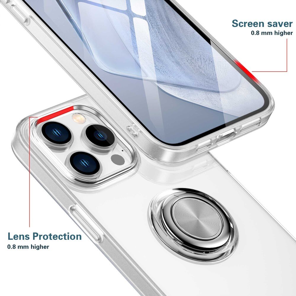 Cover TPU Finger Ring Kickstand iPhone 14 Pro Trasparente