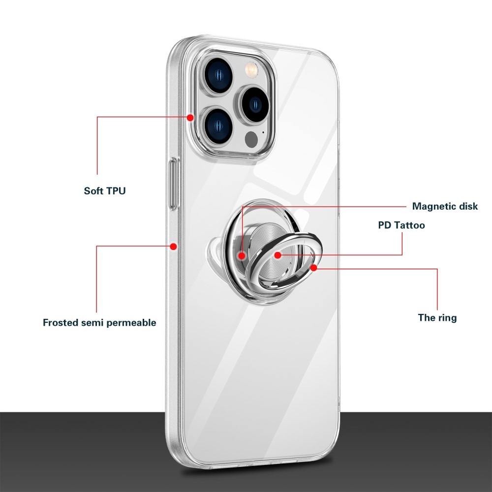 Cover TPU Finger Ring Kickstand iPhone 14 Pro Max Trasparente