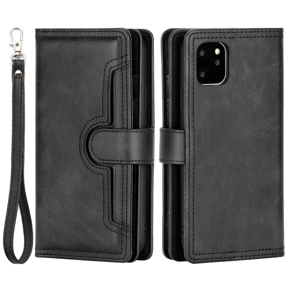 Multi-Slot Cover Portafoglio in pelle iPhone 14 Pro Nero