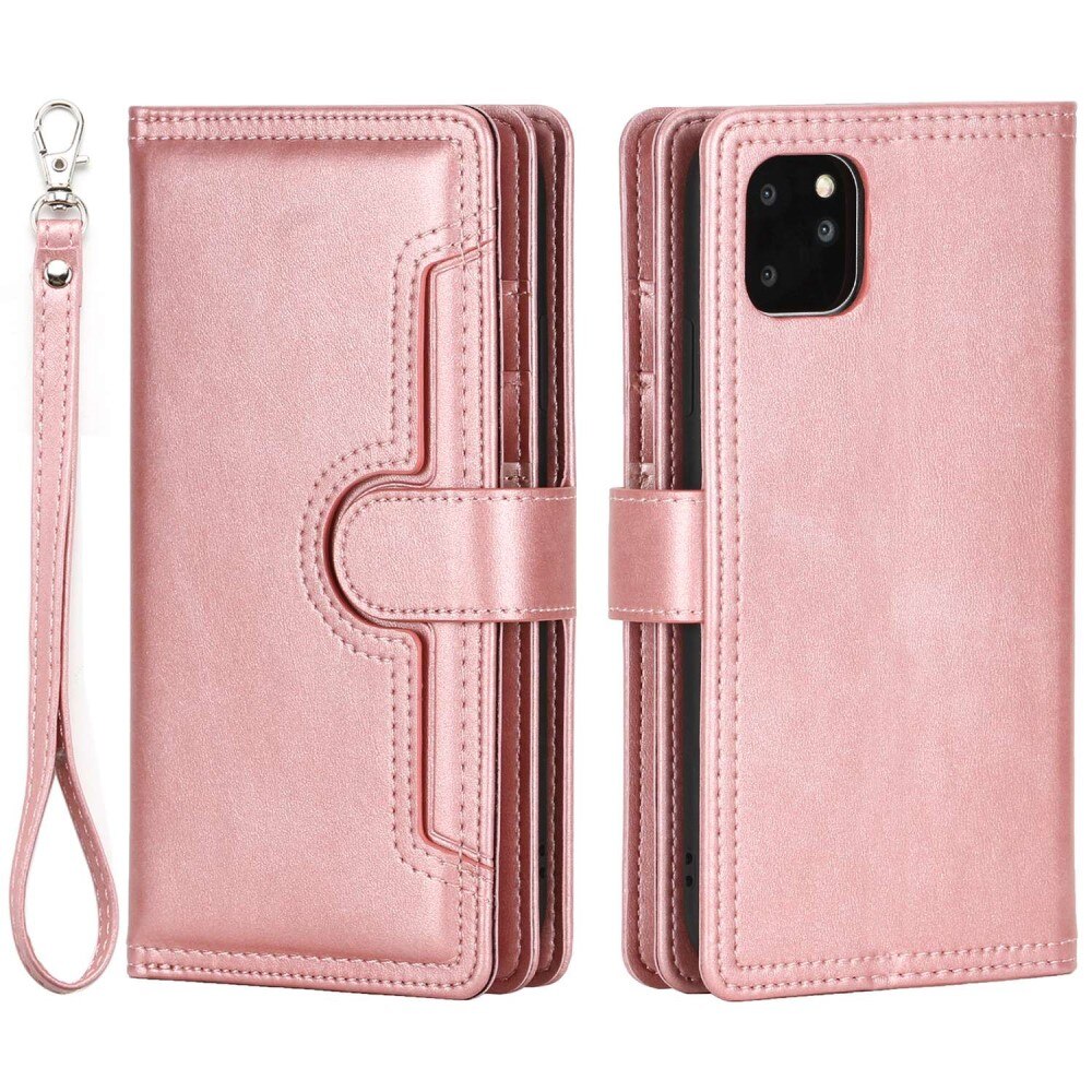 Multi-Slot Cover Portafoglio in pelle iPhone 14 Rosa