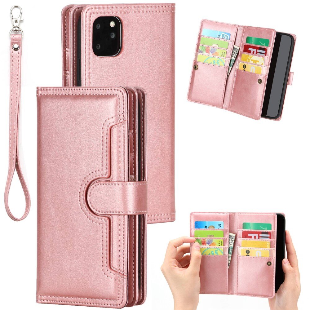 Multi-Slot Cover Portafoglio in pelle iPhone 14 Rosa