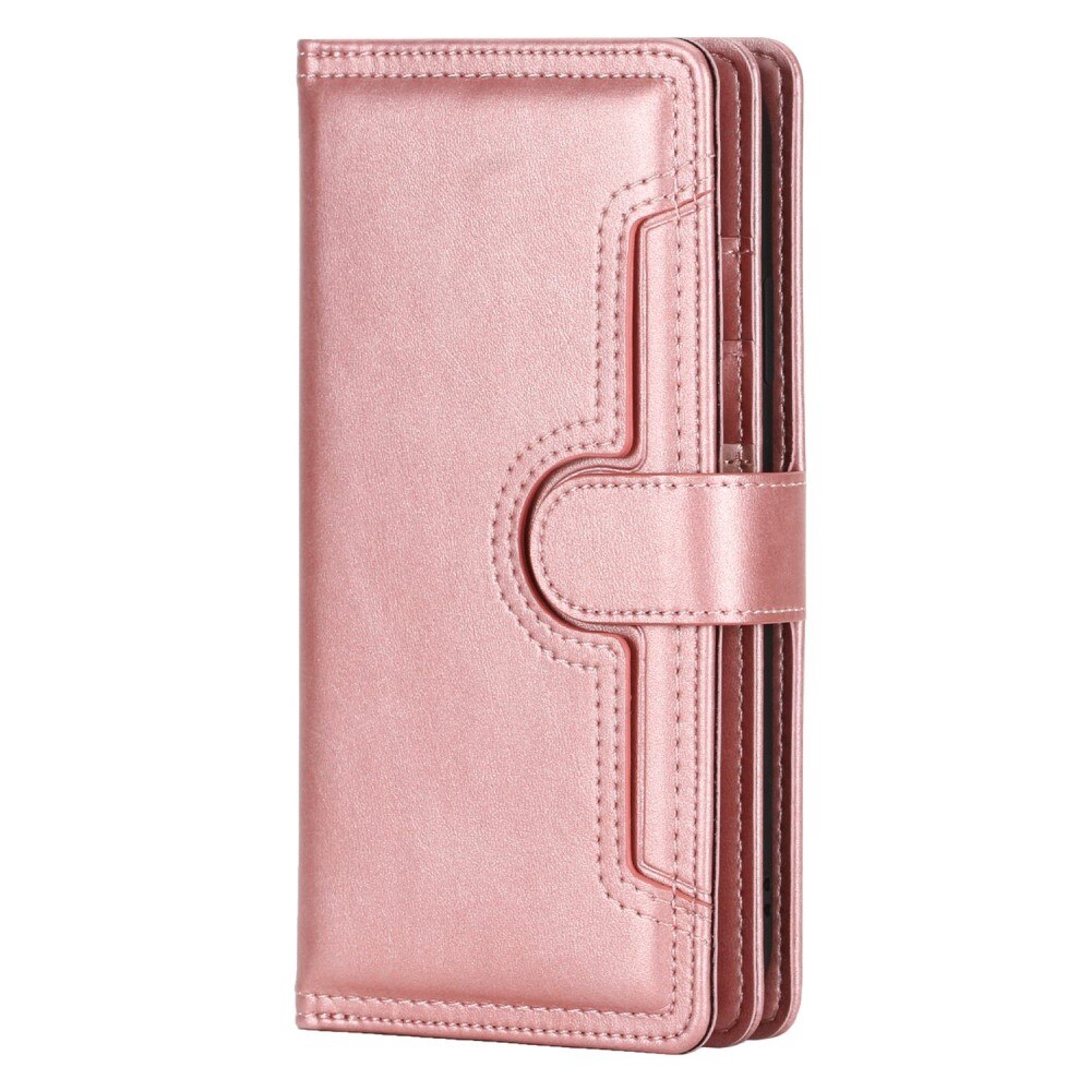 Multi-Slot Cover Portafoglio in pelle iPhone 14 Rosa