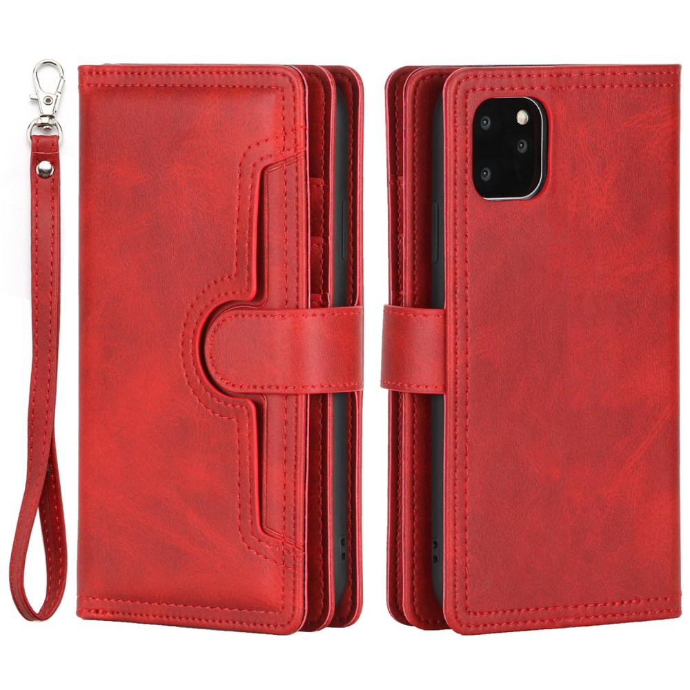 Multi-Slot Cover Portafoglio in pelle iPhone 14 Rosso