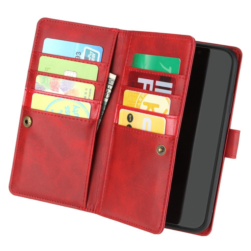 Multi-Slot Cover Portafoglio in pelle iPhone 14 Rosso