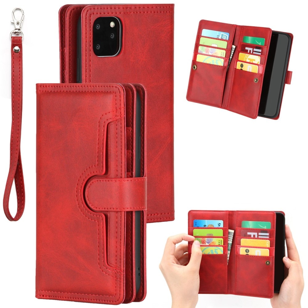 Multi-Slot Cover Portafoglio in pelle iPhone 14 Rosso