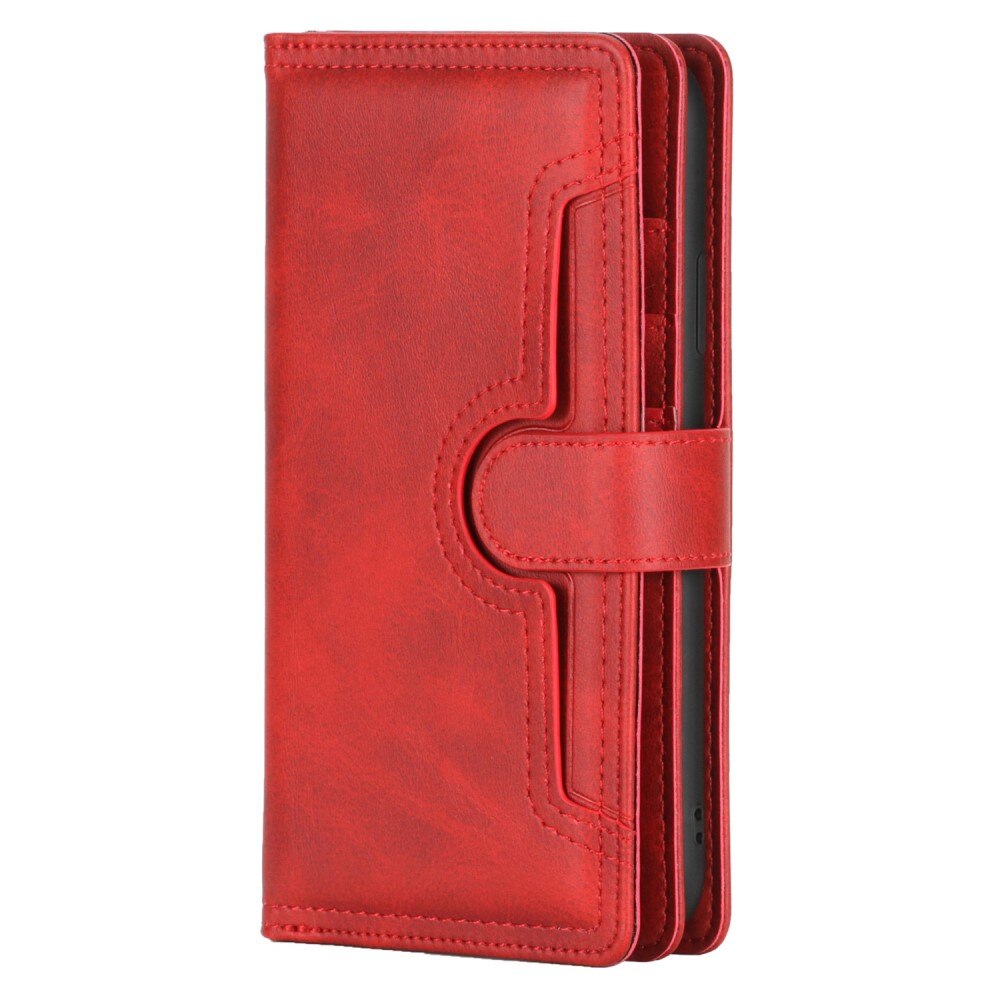 Multi-Slot Cover Portafoglio in pelle iPhone 14 Rosso