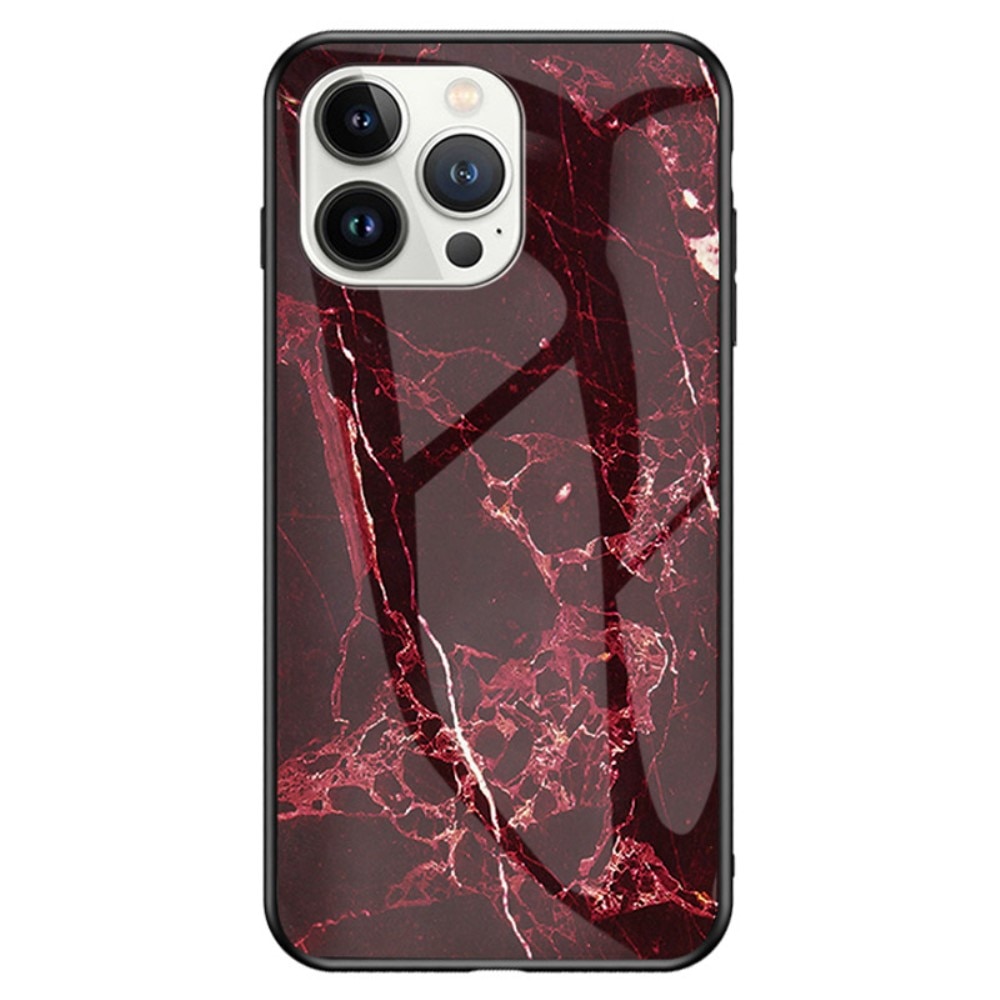 Custodia in vetro temperato iPhone 14 Pro Max Marmo Rosso