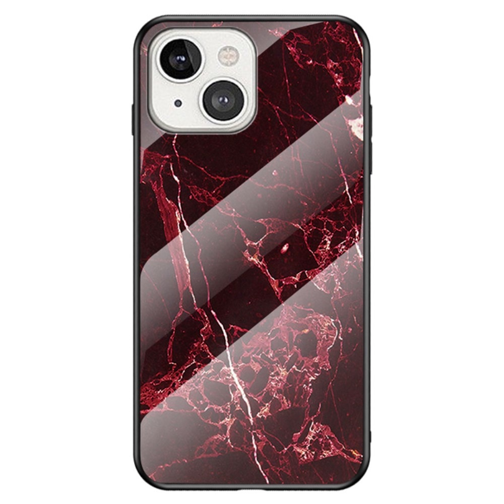 Custodia in vetro temperato iPhone 14 Marmo Rosso