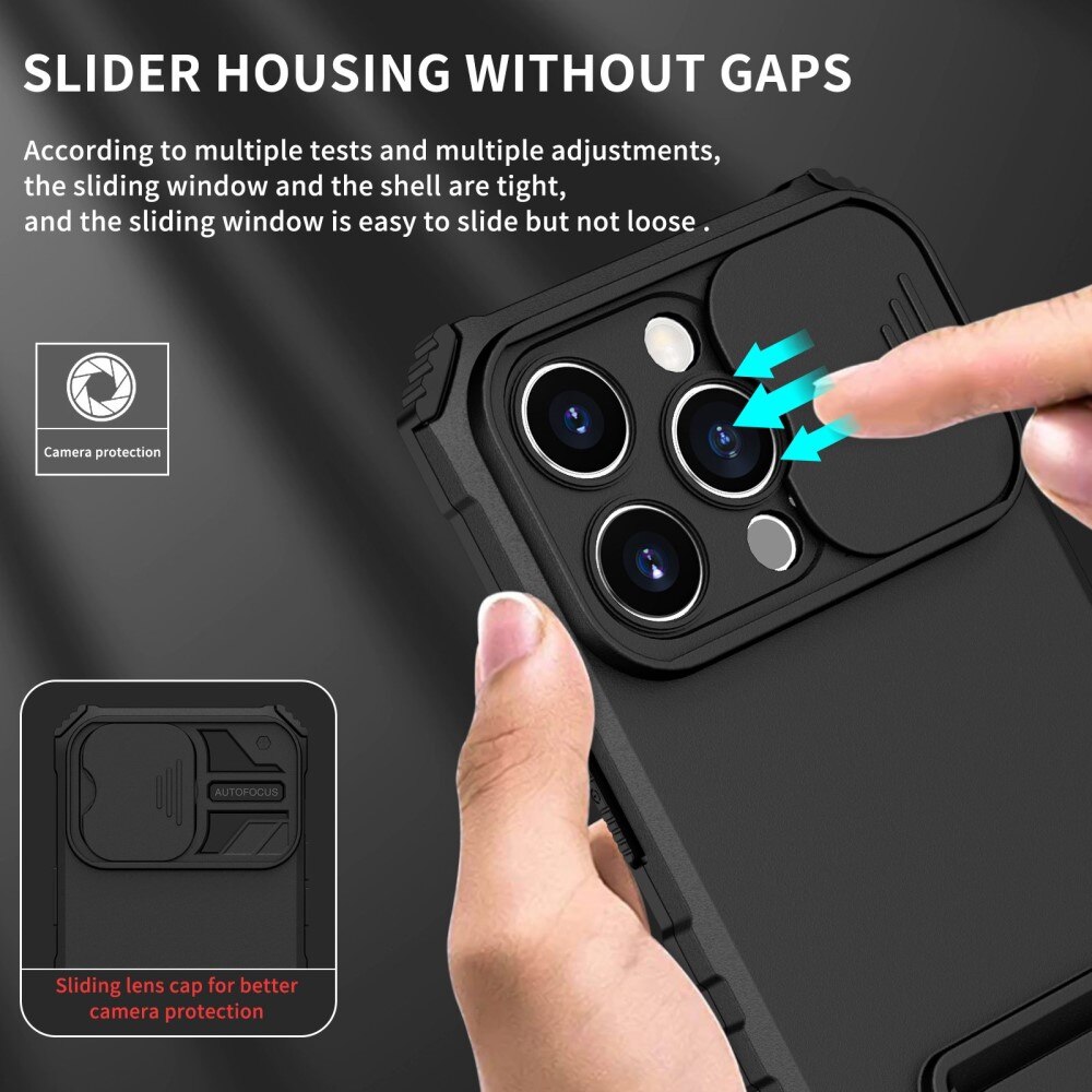 Cover Kickstand con Protezione fotocamera iPhone 14 Pro Nero