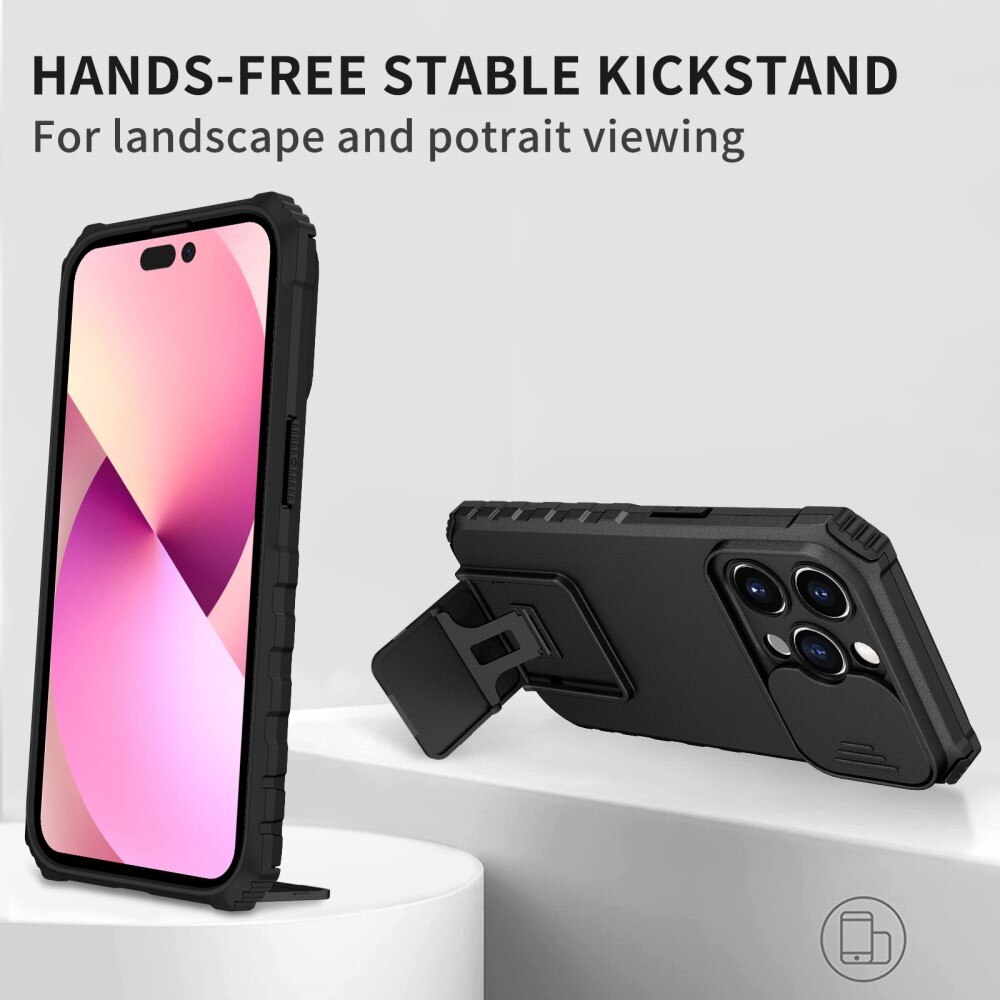 Cover Kickstand con Protezione fotocamera iPhone 14 Pro Nero