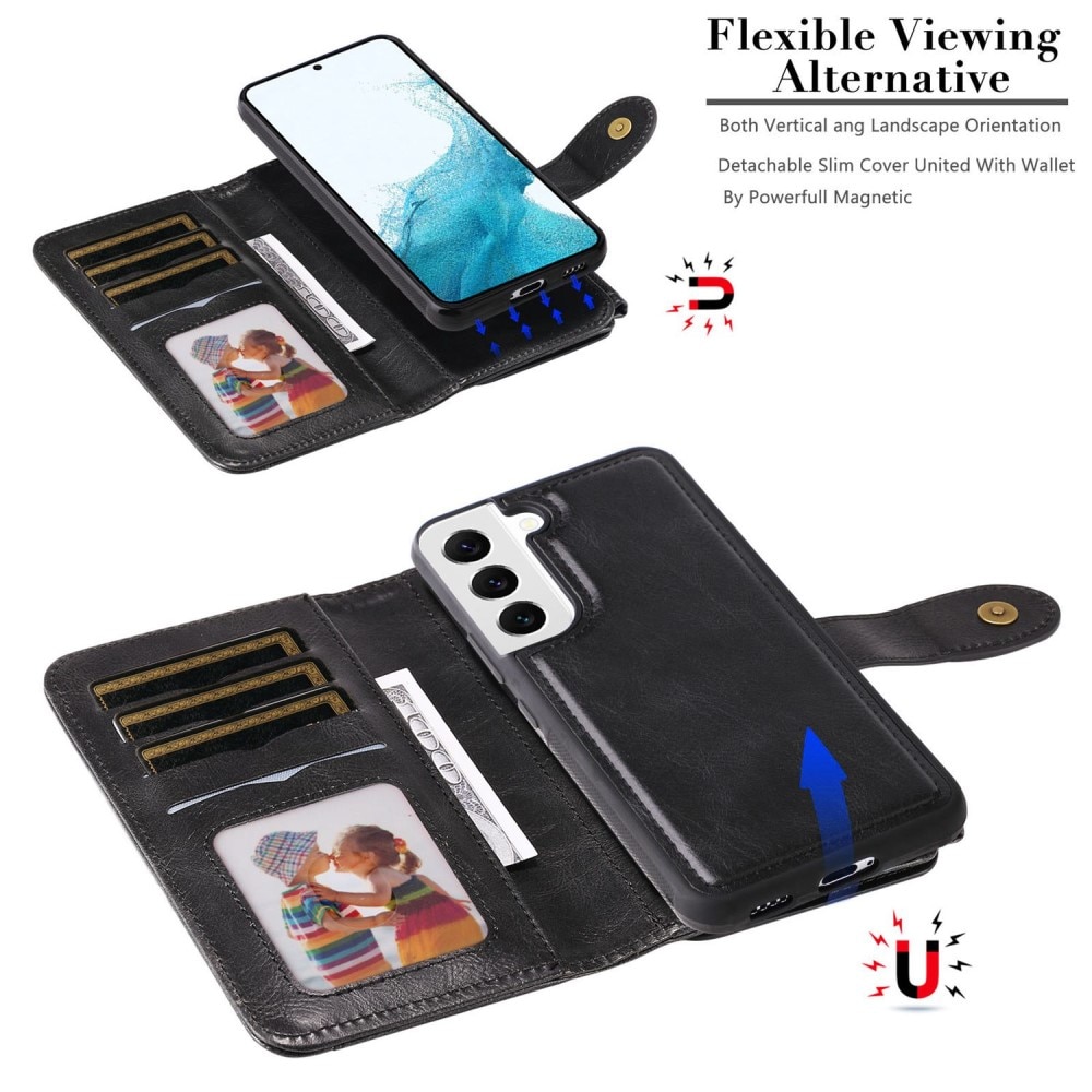 Magnet Leather Multi Wallet Samsung Galaxy S22 Nero