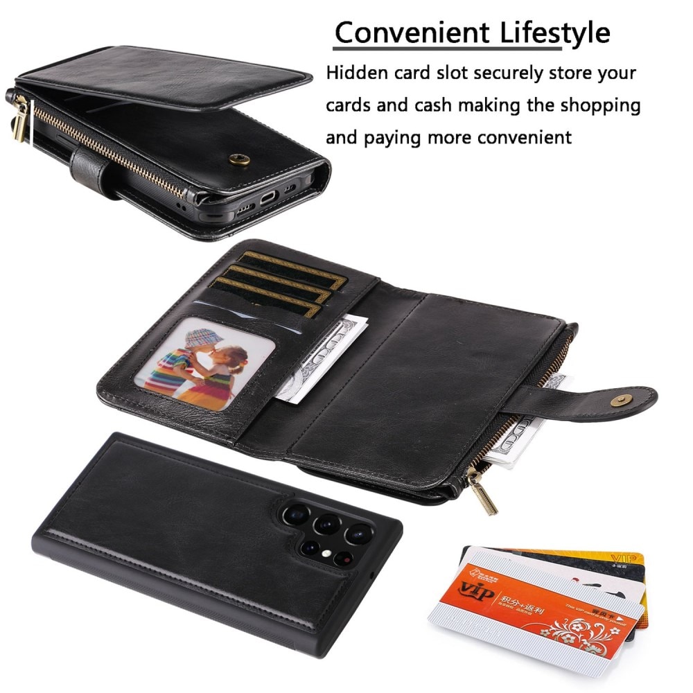 Magnet Leather Multi Wallet Samsung Galaxy S22 Ultra Nero