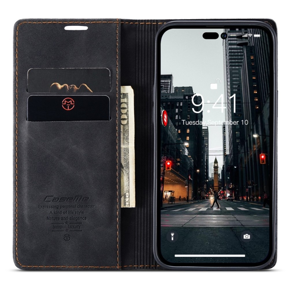 Custodie a portafoglio sottili iPhone 14 Pro Max Nero