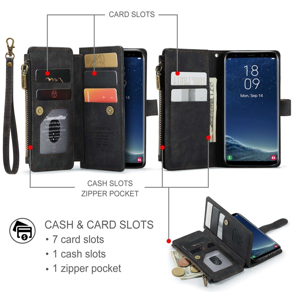 Custodie a portafoglio Zipper Samsung Galaxy S22 nero