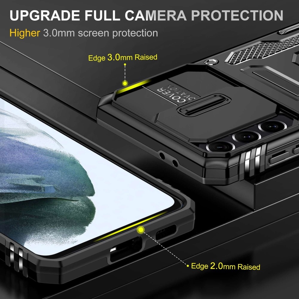 Cover ibride con anello e protezione fotocamera Samsung Galaxy S21 Nero