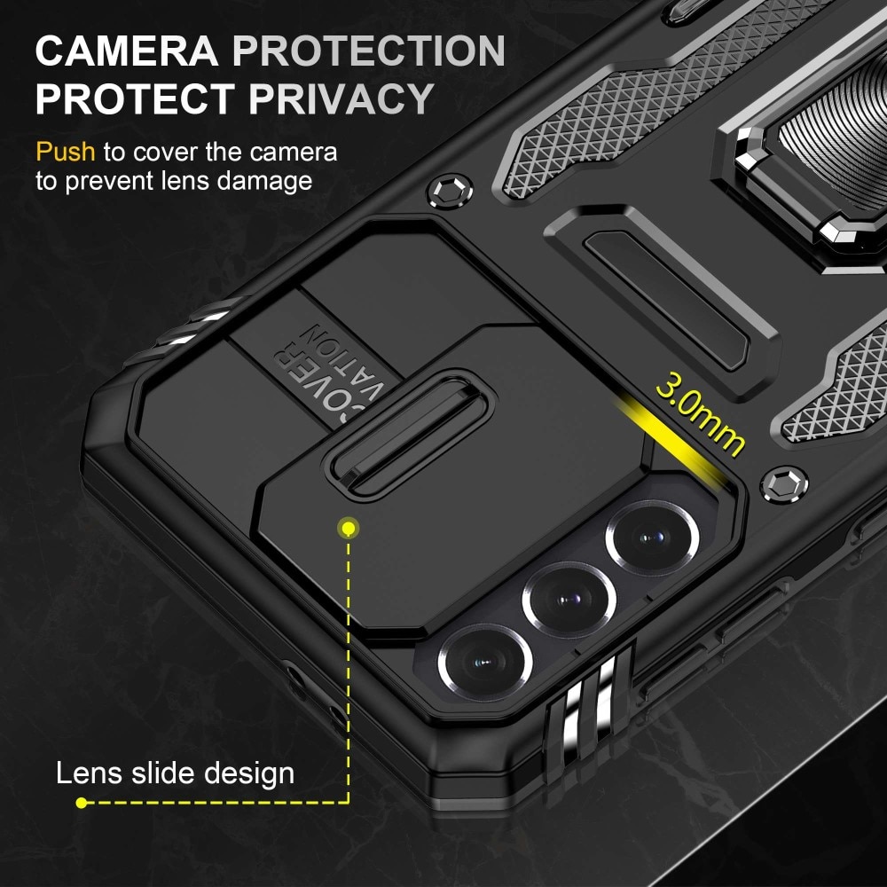 Cover ibride con anello e protezione fotocamera Samsung Galaxy S21 Nero