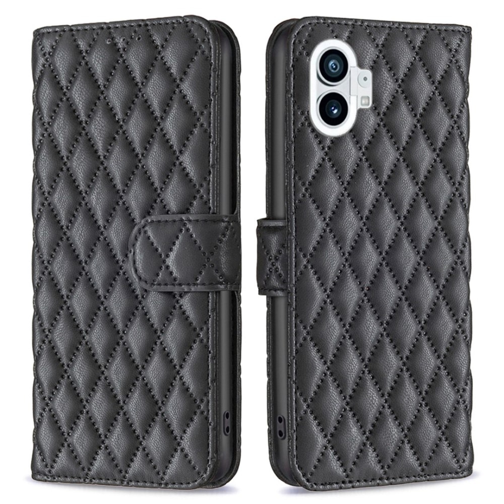 Custodia a portafoglio trapuntate Nothing Phone 1 Nero