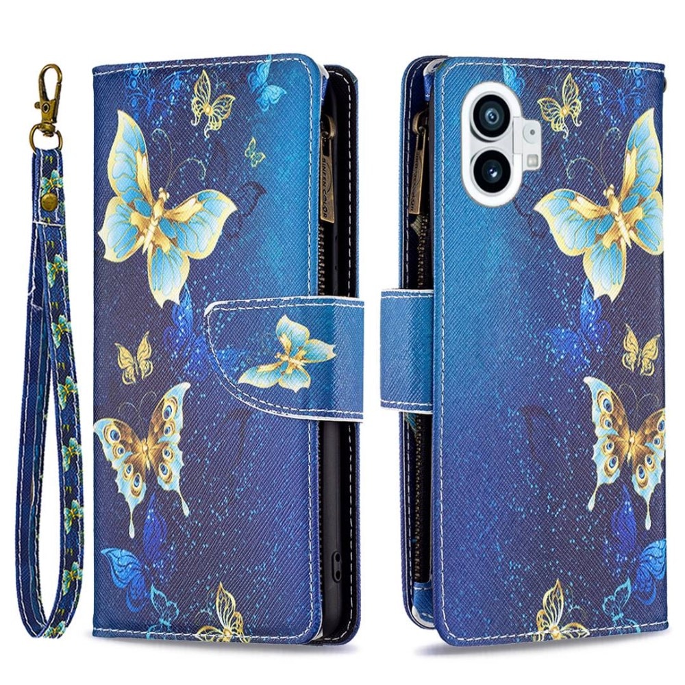 Borsa a portafoglio Nothing Phone 1 Farfalle Blu