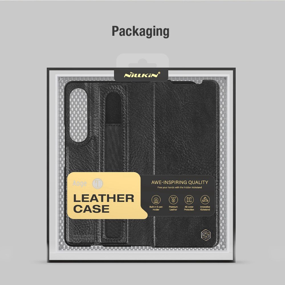 Cover Leather Case with Pen Slot Samsung Galaxy Z Fold 4 Marrone