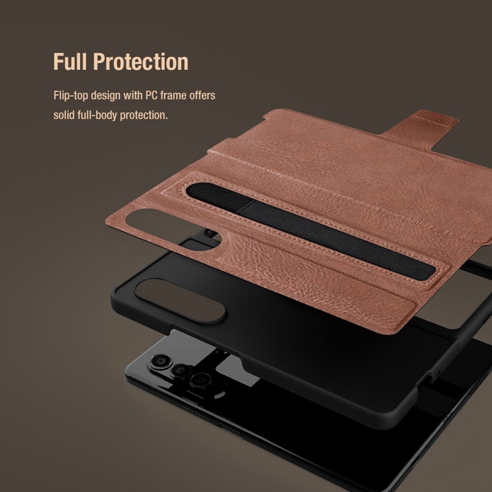 Cover Leather Case with Pen Slot Samsung Galaxy Z Fold 4 Marrone